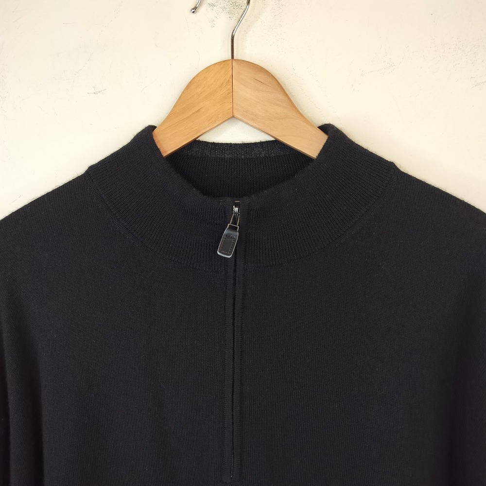 Jos A Bank Quarter Zip Merino Wool Sweater 3X Traveler Classic Black - Picture 2 of 6